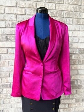 RACHEL Rachel Roy Fuchsia Satin Single-Button Blazer
